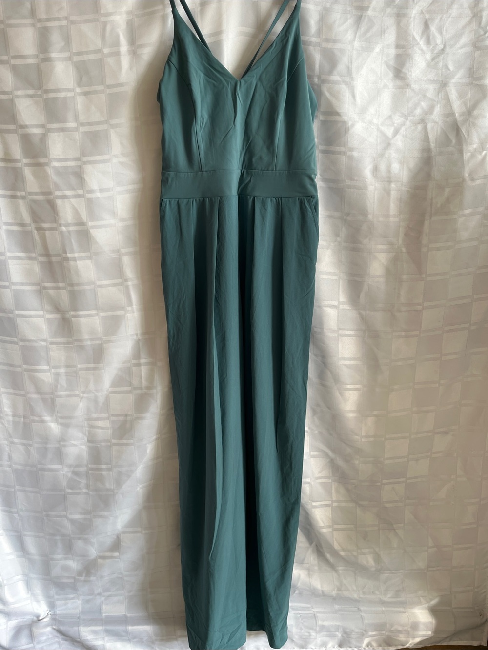 HALARA Teal V-Neck Strappy Jumpsuit